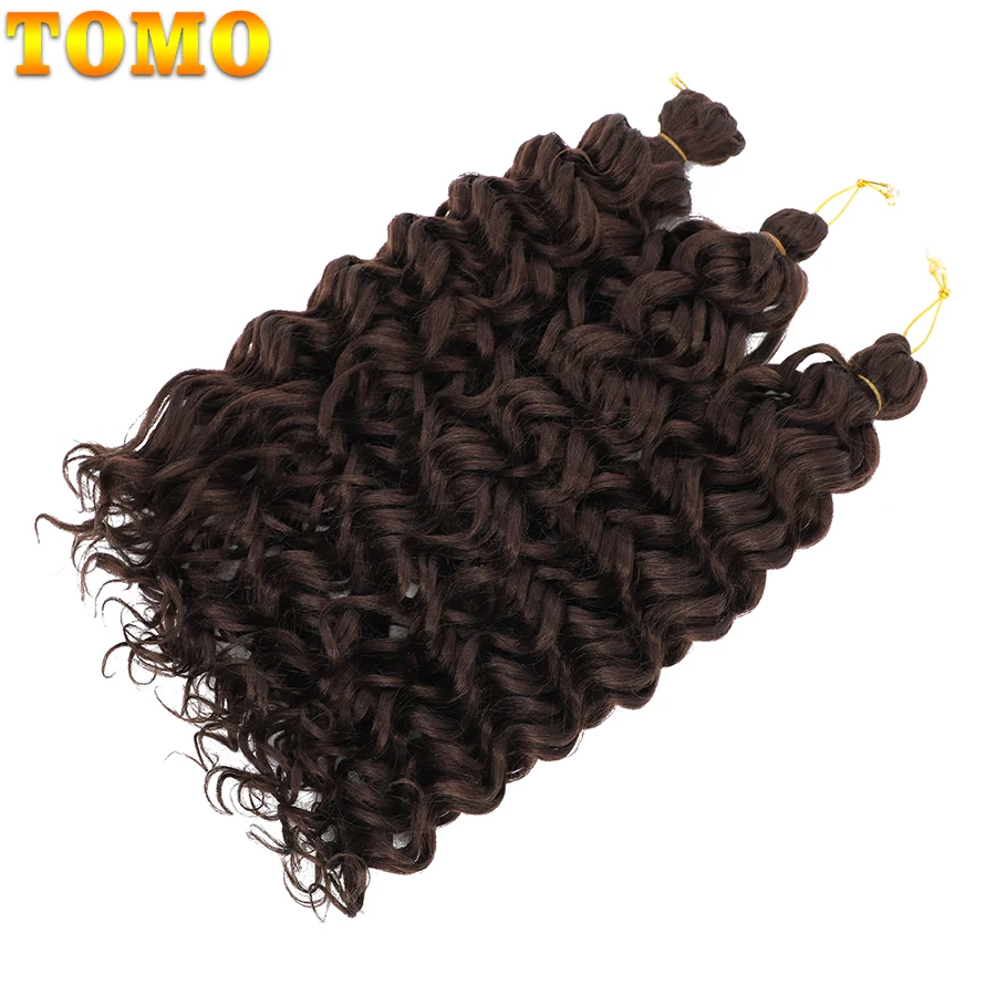 Tomo Pelo Sintético Rizado, Estilo Ola de Mar, Extensiones Trenzadas de Ganchillo, Extensiones para Mujer, 18 y 24 Pulgadas