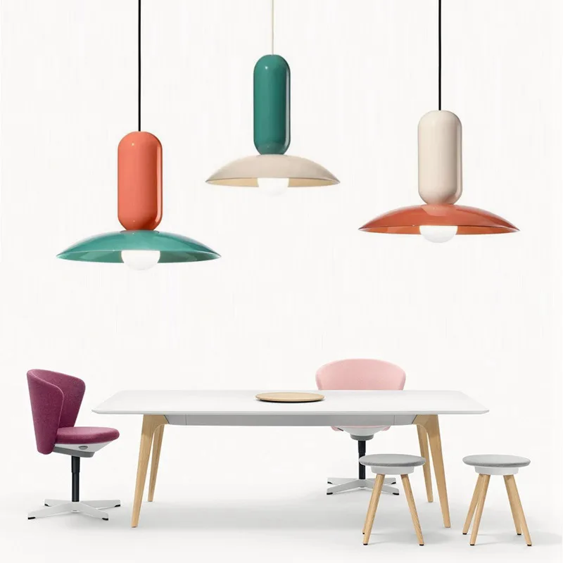 

Nordic Simple LED Chandelier TV Background Wall Cafe Restaurant Living Room Island Tea Shop Iron Pendant Light Home Decoration