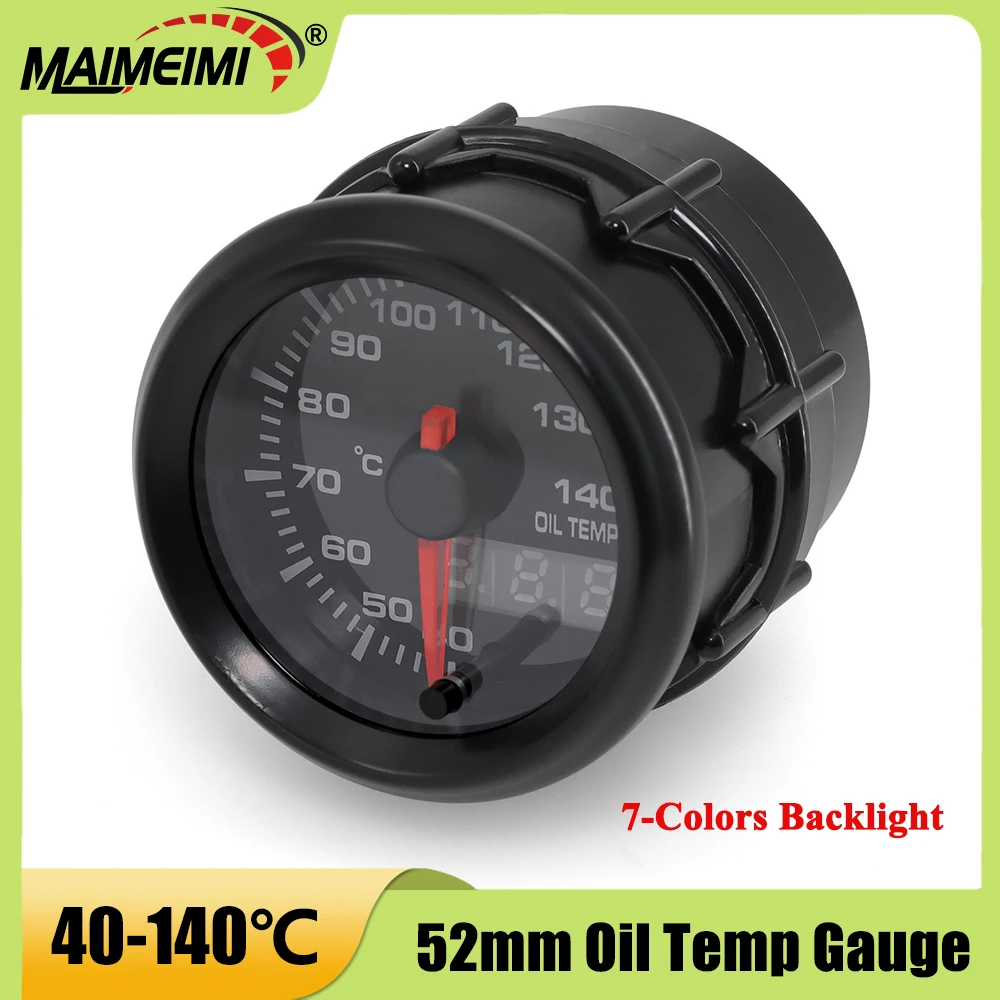 

Универсальный автомобильный датчик температуры масла 52 мм, 40~140°C ℃ Датчик температуры масла с 7-цветной подсветкой для 12В автомобилей и гоночных грузовиков