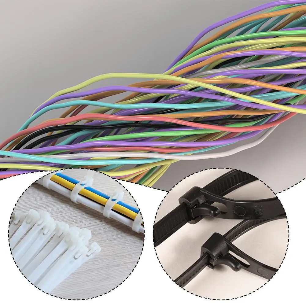 Reusable Nylon Cable Zip Ties Releasable Fixed Binding, Ties Loosen, Ties Disassembly Pack Slipknot Of - May Cable Cable H2O4