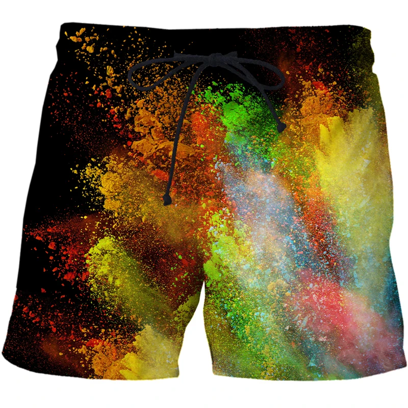 

20023 Men Shorts Speckled tie dye pattern 3D Quick Dry Clothes Pants Male Loose Trouser Casual Swimming Loose Beachwears Short