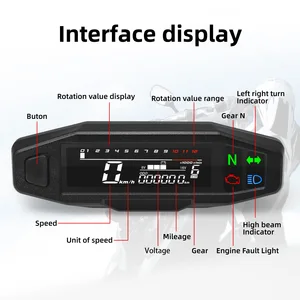 Velocímetro digital universal para motocicleta, instrumento de painel com luz de seta km/h, medidor de hora, medidor de óleo, tacha, à prova d'água 6 principais vendas odômetro moto - №3