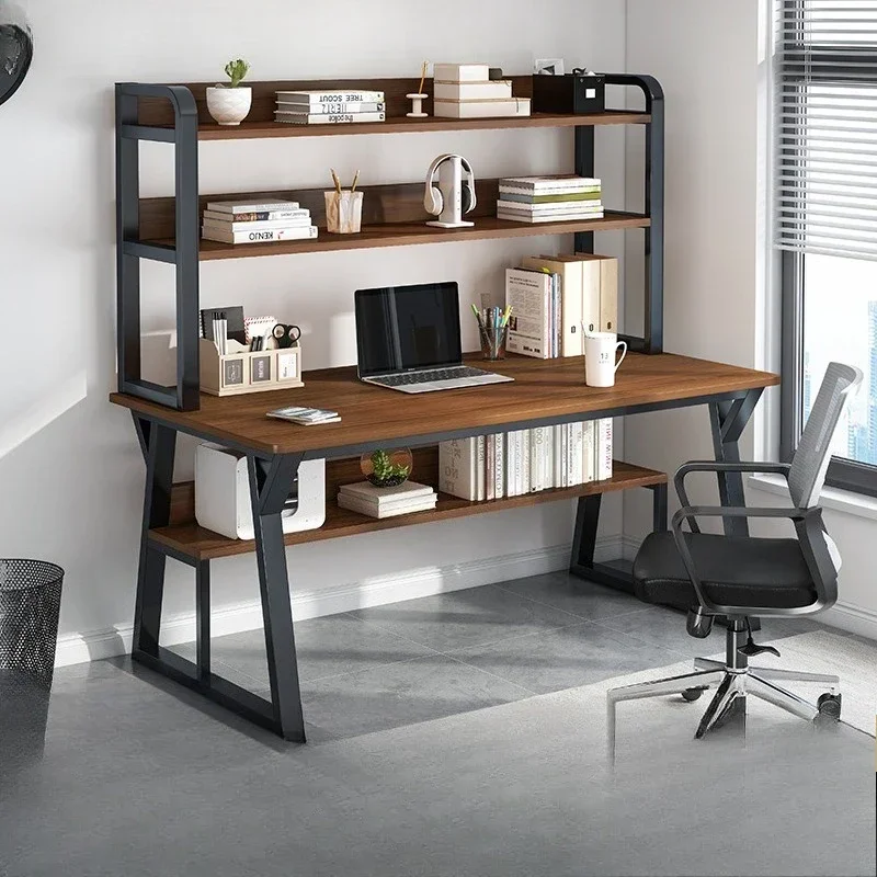 Computer Desk Desktop Desk Bookshelf Integrated Writing Desk Household Small Apartment Simple Hole Board Desk
