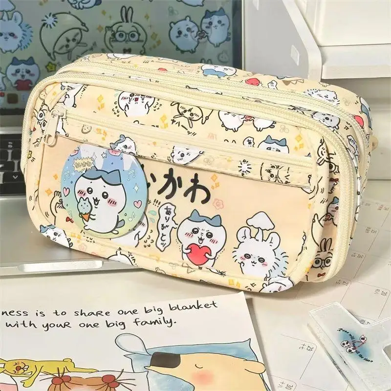 

Kawaii Miniso Chiikawa Pen Bag Hachiware Usagi Cute Anime Large Capacity Storage Bag for Girls Birthday and Holiday Gifts