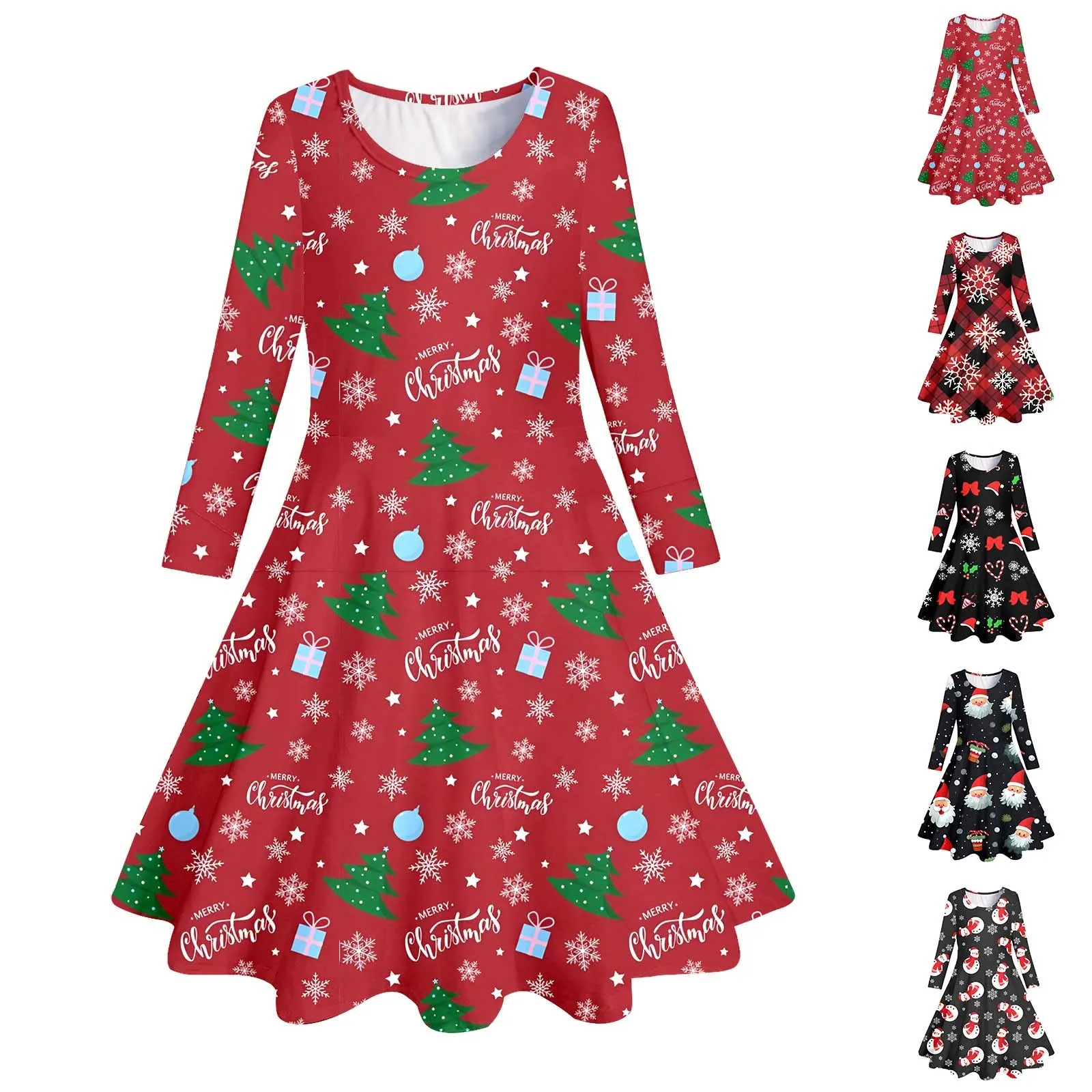 Vestido de princesa para niñas, Papá Noel, estampado de dibujos animados de Navidad, ropa de fiesta para niños, Navidad, cumpleaños, Año Nuevo, vestidos casuales para bebés