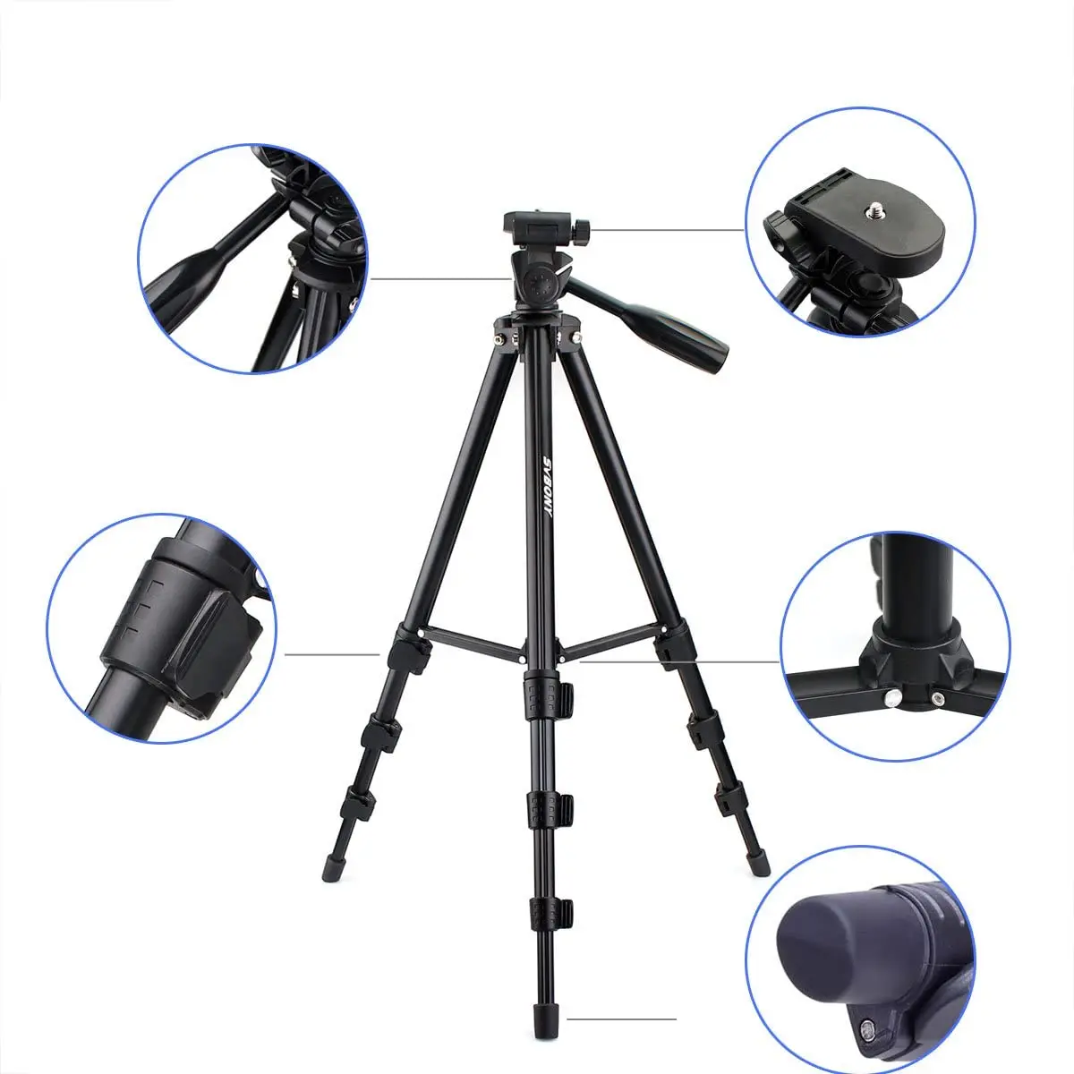 SVBONY SV101 Photography Universal Tripod Adjustable Aluminum Alloy Material Non-slip Rubber Feet Design Professional for Camera