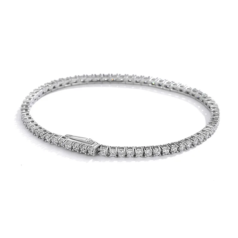 Luxury Solid Platinum PT950 Women's Full Diamond Bracelet Colorful Moissanite 2mm Diamond Bracelet Full Diamond Tennis Chain - view 3