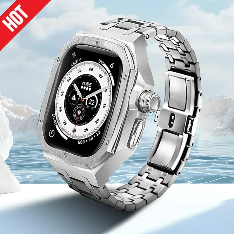 

Stainless Steel Strap+Case for Apple Watch Ultra 2/Ultra 49MM Luxury Modification Mod Kit for IWatch Series 49mm Accessories