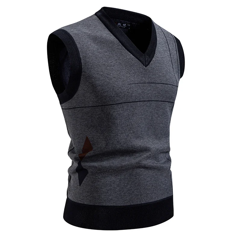 Men's New Fleece Sweater Knit Vest Stylish and Comfortable V-neck Knitwear