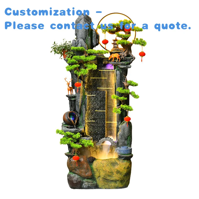 

custom.Outdoor Large Flowing Curtain Wall Resin Ornament Garden Home Decor Fountain Waterfall With Light