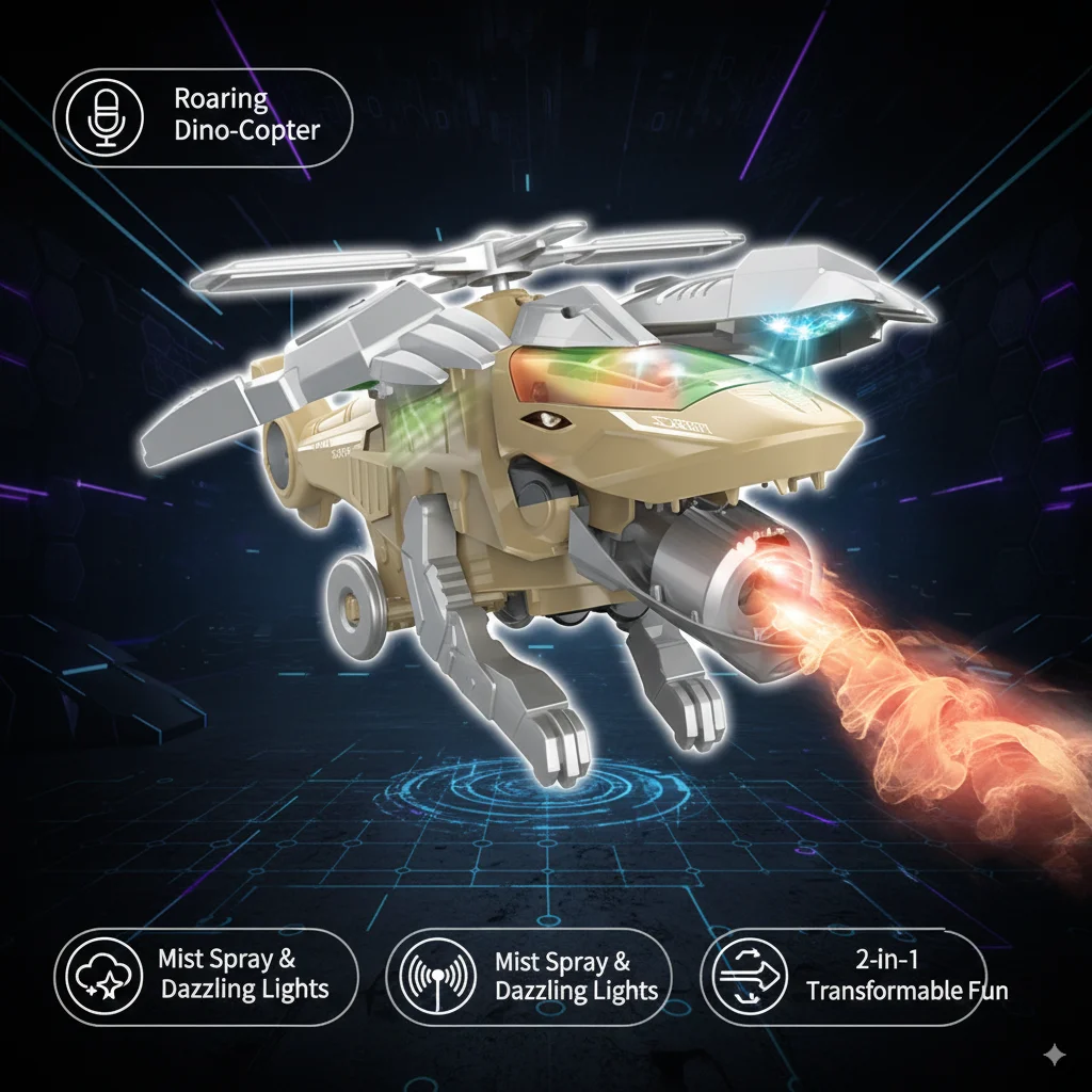 Brinquedo de jato de combate de deformação elétrica com efeito de spray luz led aeronave transformável avião biônico brinquedo interativo criativo