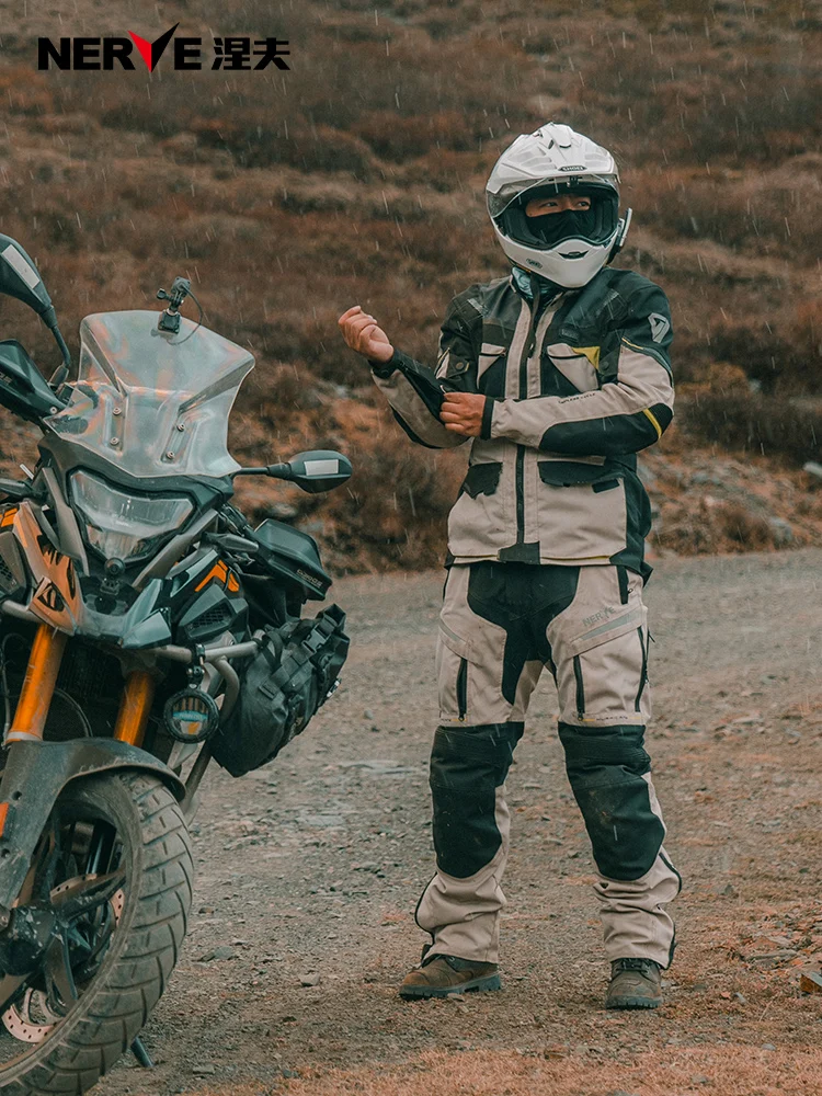 سترة دراجة نارية موتوكروس موتوكروس مكونة من 3 طبقات دافئة لجميع الأحوال الجوية + سروال بدلة رالي سترة ركوب الدراجات النارية