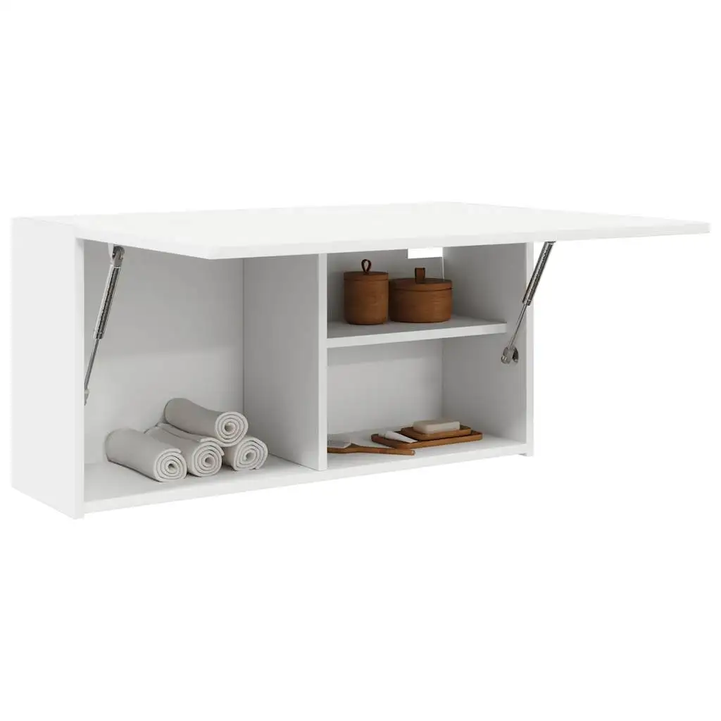 Weißer Wand-Badezimmerschrank, 80 x 25 x 40 cm, Holzwerkstoff, Badezimmer, großer Aufbewahrungsschrank, wasserdichte Haushaltsdekoration