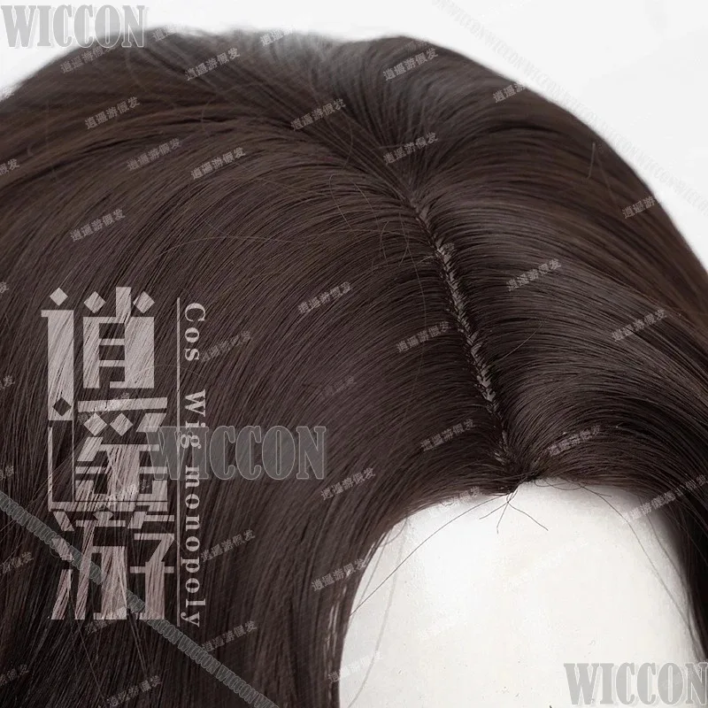 Peruka CyWild Game Hunt Yennefer z Wengbergu Cosplay Sexy Dojrzała Kobieta 70CM Brązowa Kręcona Peruka Naszyjnik Gwiazda Strój Halloweenowy Personalizowany