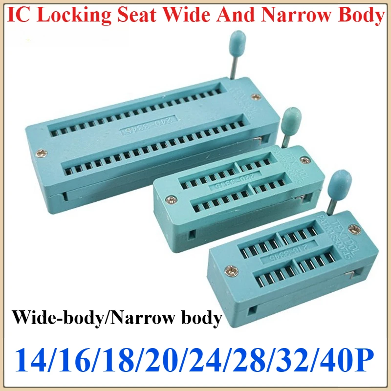 

2pcs/lot 14 16 18 20 24 28 32 40 P Pin 2.54 MM Green DIP Universal ZIF IC Socket Test Solder Type IC lock seat zif socket