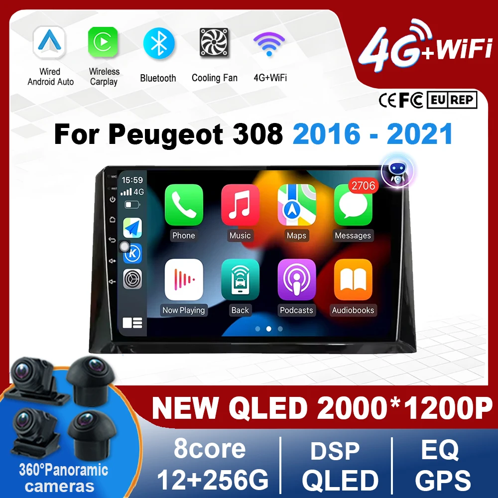 

Android 16 For Peugeot 308 2016 - 2021 Multimedia Stereo Car Radio Video Player Navigation GPS 10.1-inches IPS Screen WIFI BT