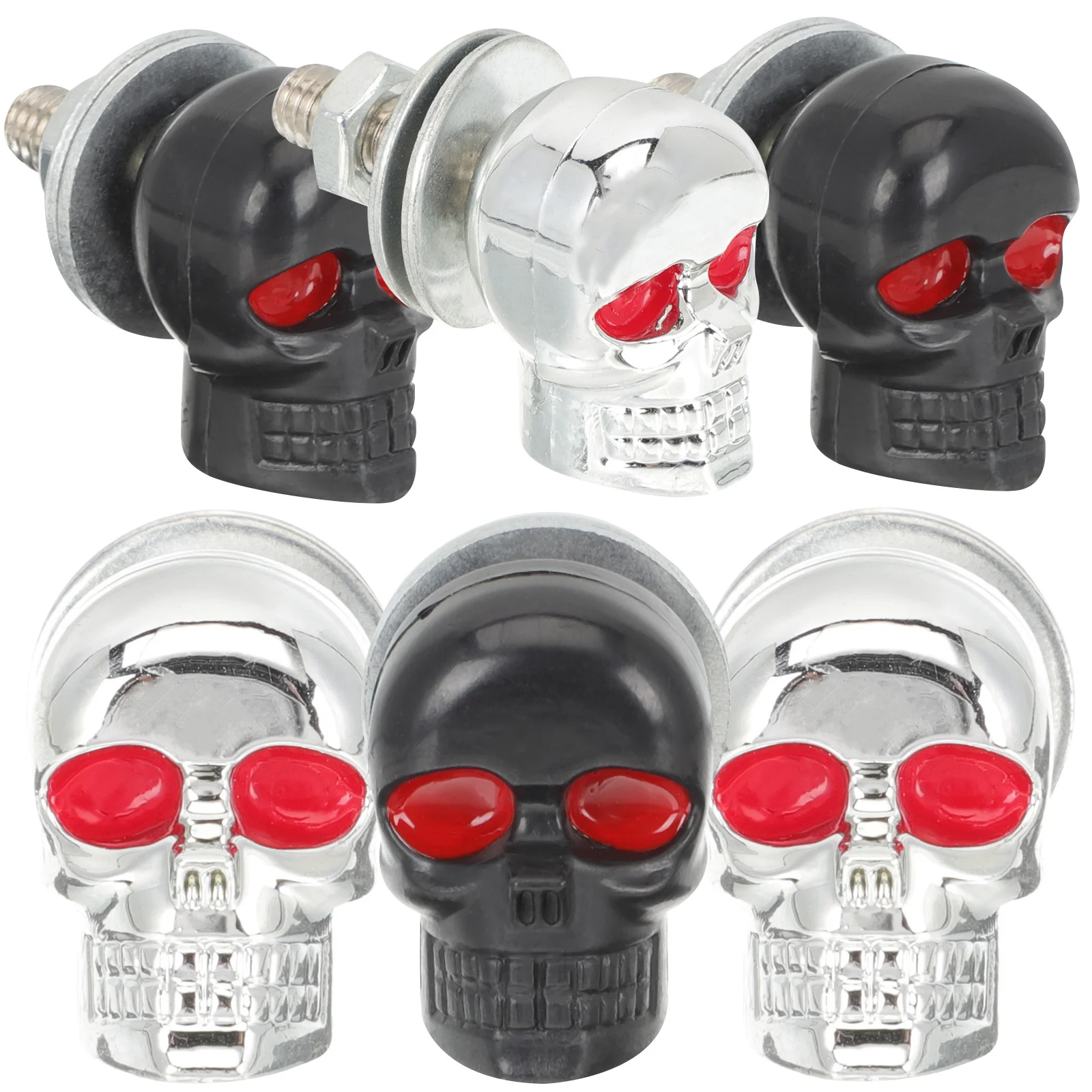 

6 шт., дизайн черепа, пластина для мотоцикла, прочные винты для мотоцикла, декоративные винты для модификации рамы номерного знака, установка мотоцикла