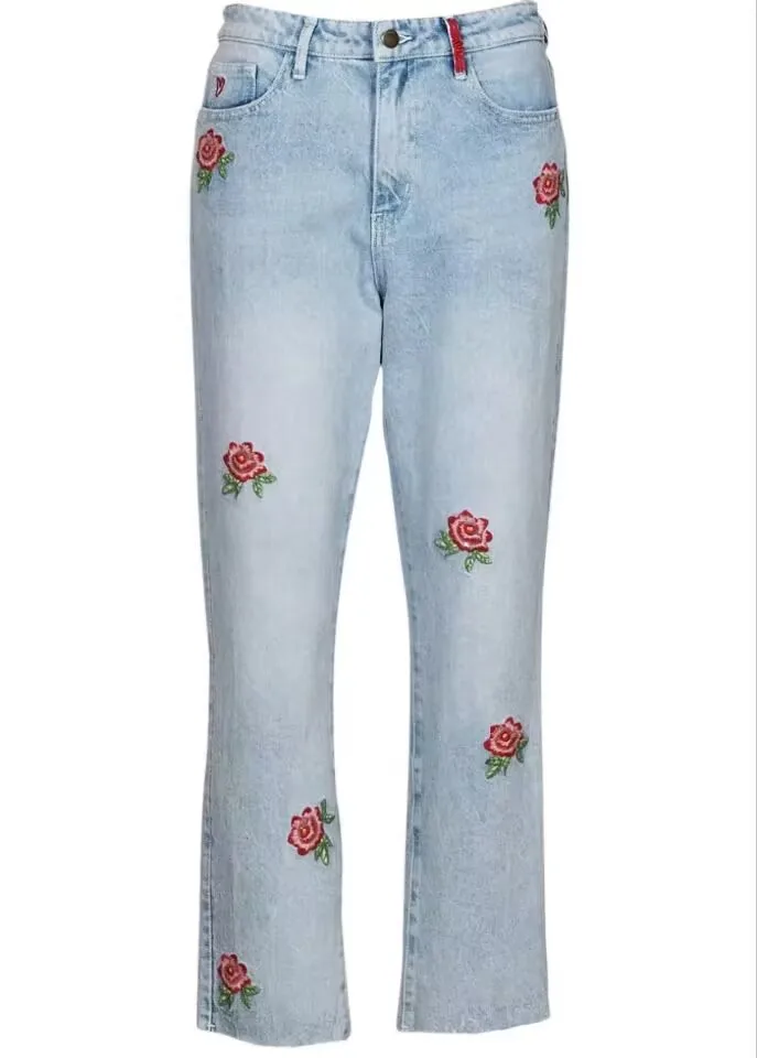 التجارة الخارجية الأصلية واحدة الإسبانية الجديدة الثقيلة التطريز زهرة مطرز الجينز النسائية #4