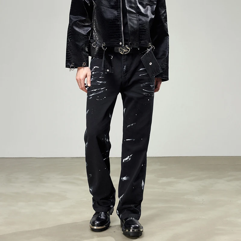 

JK9540 Новые американские ретро-джинсы в стиле хип-хоп, мужские свободные широкие брюки с брызгами чернил, новые приливы