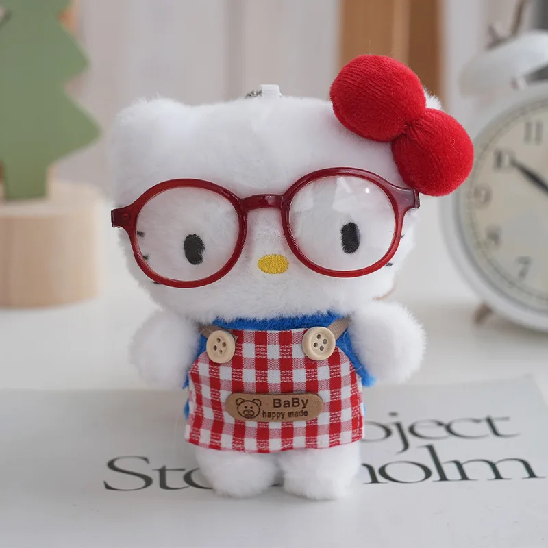 Gafas Sanrio bonitas de 12CM, adornos Kuromi, juguete de peluche, muñeca My Melody, bolsa para gato, llavero, muñeco, Peluches, regalo elegante