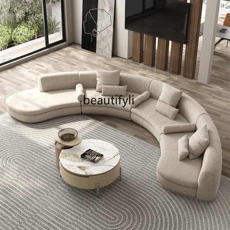 Italian minimalist cotton and linen fabric sofa combination designer L-shaped corner sofa