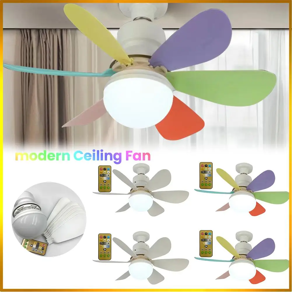 

Ceiling Fan with Light Light Bulb Fan Adjustable Wind Speed & Light Color Timing Wireless Fan Socket Fan Light for Home Office