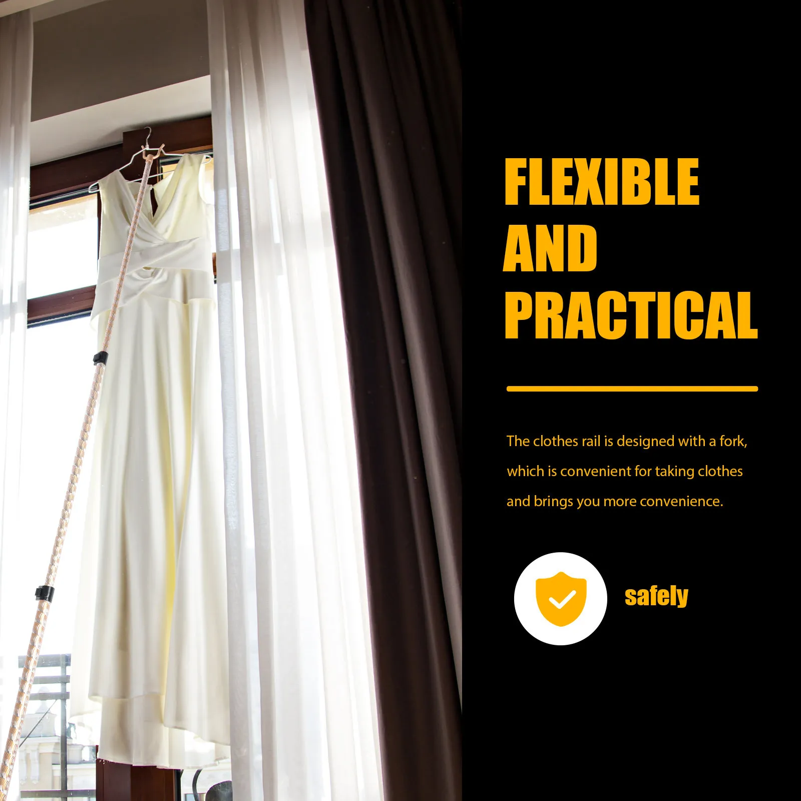 Aluminium Alloy Telescopic Clothes Pole Lightweight Adjustable Retractable Laundry Drying Rod Household Clothesline Fork