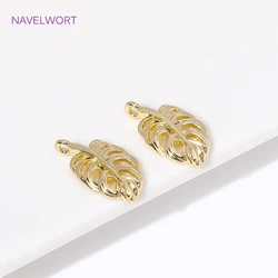 Trendy 2 Types 18K Gold Plated Hollow Leaf Shape Pendants For Jewelry Making Supplies Handmade DIY Necklace Accessories Charms