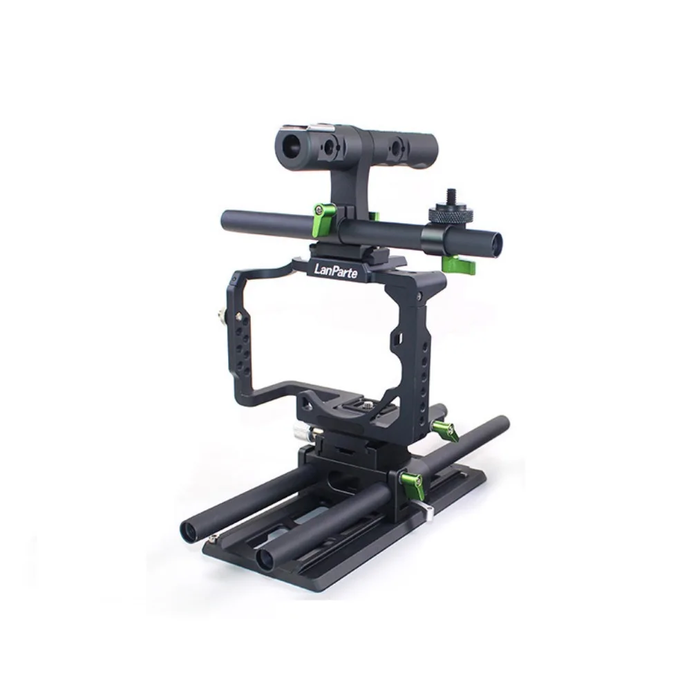 Lanparte Kit de jaula profesional con placa base de liberación rápida con mango superior para cámara Panasonic Lumix GH5s GH5 GH4