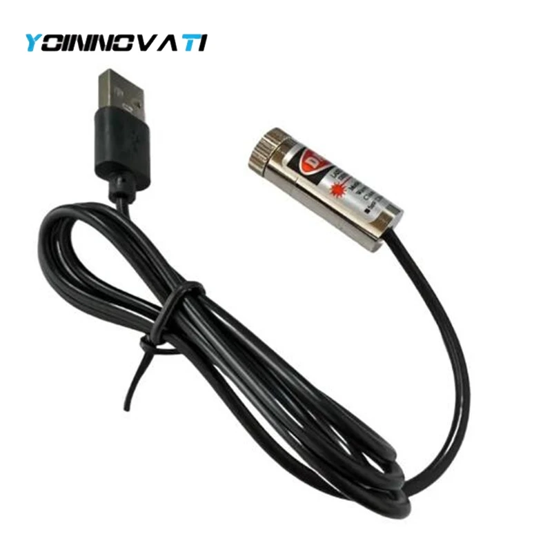 YT USB connector laser module 12mm 5mw Adjustable focus red Diode laser head Industrial level 650nm Dot Line Cross Beam location