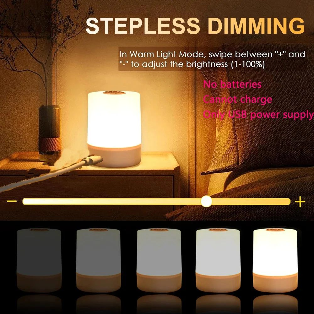 Dimming Touch Night Lamp USB Plug-in Power Lamp Switch Sleep Lamp Kitchen Closet Table Lamp Bedroom Home Bedside Night Light