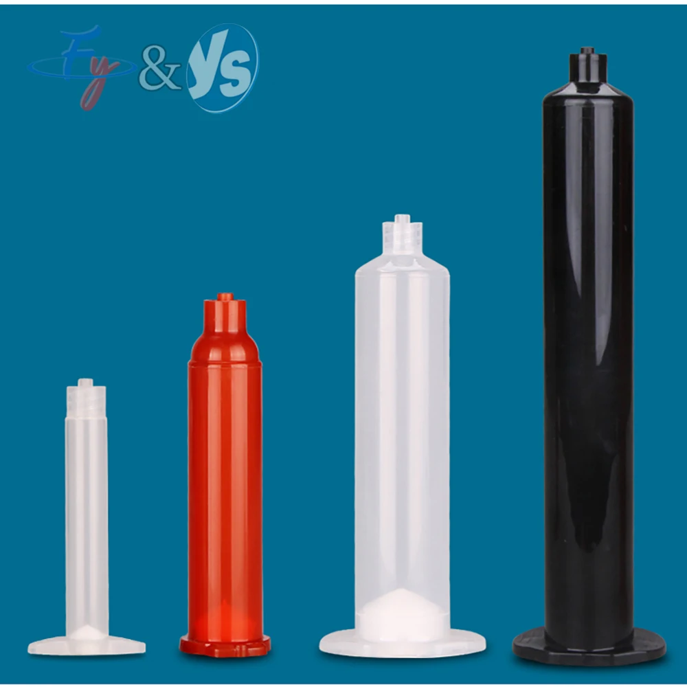 YS Transparent American Style Dispensing Syringe Dispensing Machine Style Syringe 10/30/55/70cc Black Glue Filling Needle