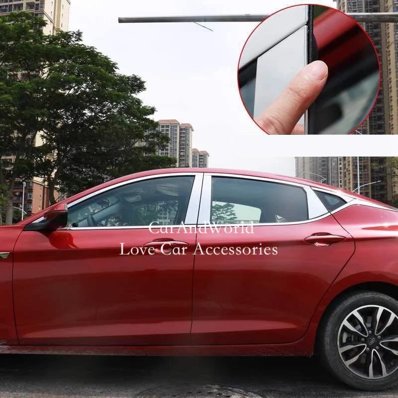 For JAC J7 2020-2024 Stainless Steel Car Door Full Window Pillar B/C Post Center Column Cover Trims Sticker External Accessories