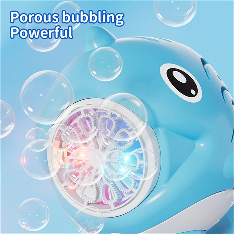 Machine à bulles de baleine jouet pour enfants à 10 trous, Machine à souffler les bulles portative entièrement automatique sans batterie ni eau à bulles