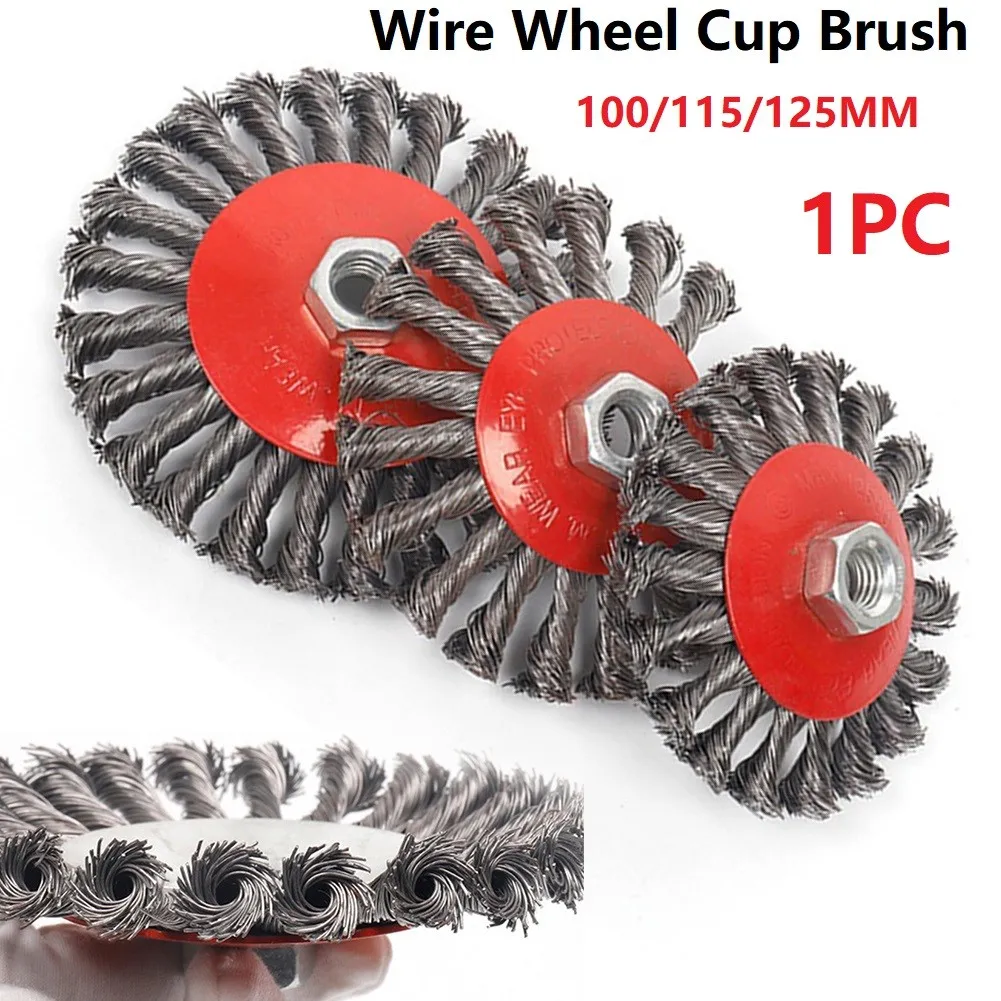 Grinder Steel Wire Brush 100mm/115mm/125mm 12500rpm 6 Steel Wire Brushes M14x2 Tools for durable For Removal Grinder