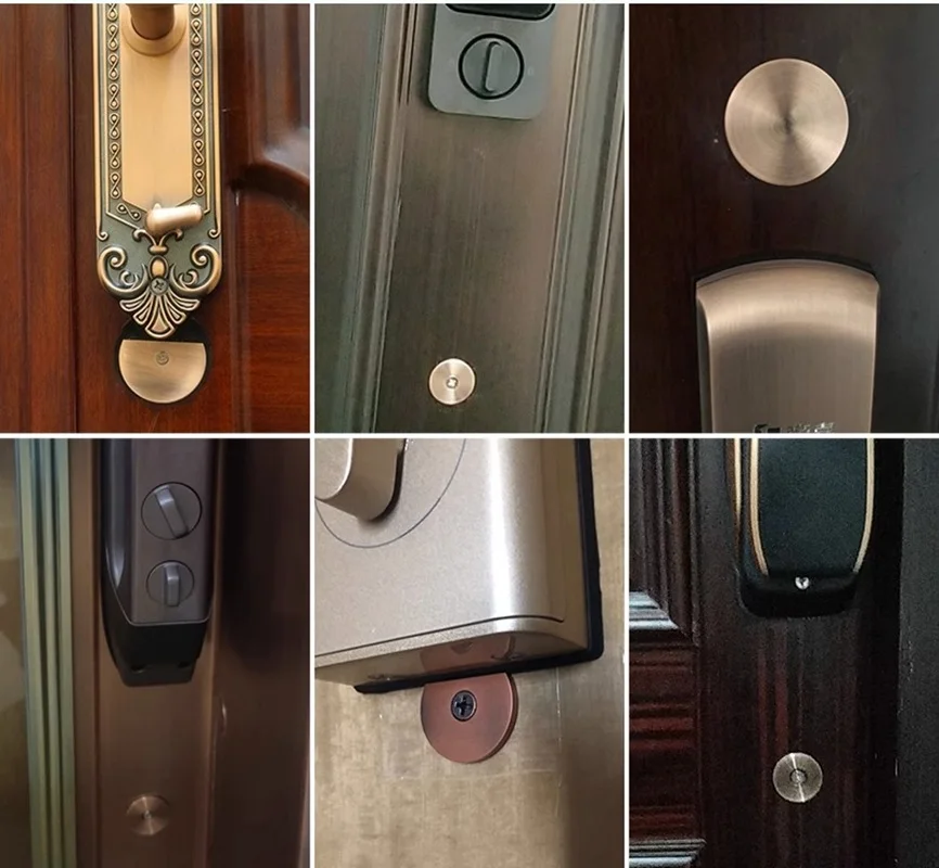2Pcs Stainless Steel Door Hole Cover Plate Filler Bell Entry Door Security Covering Unused Hardware Holes Gold Silver Red Bronze