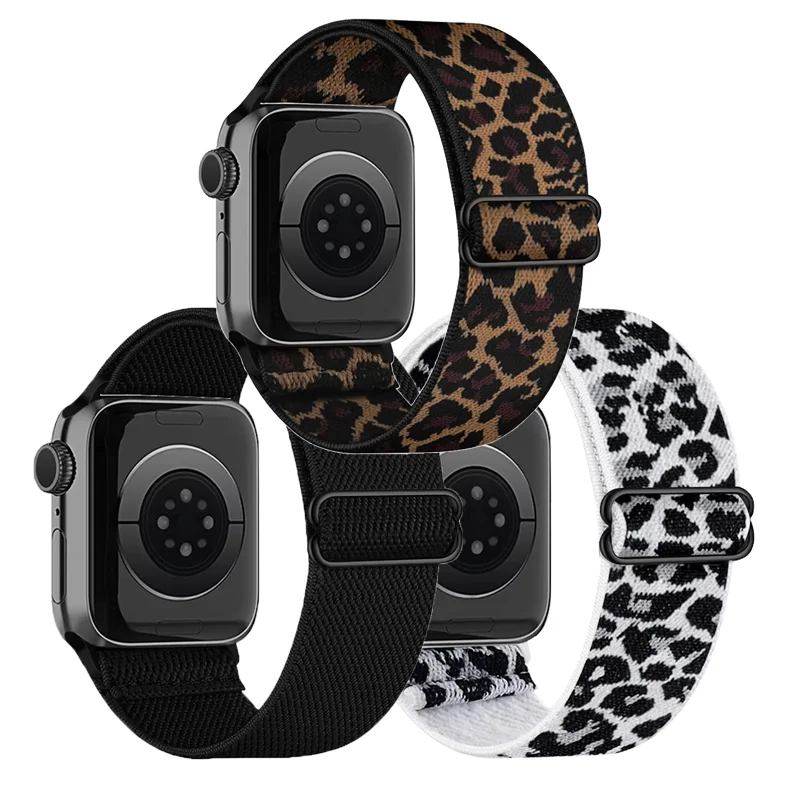 1-3pcs Leopard Elastic Band for Apple Watch Ultra 49mm 11 10 9 8 7 46mm 42mm 41/45mm Nylon Wristband iWatch Series 6 5 4 SE 44mm
