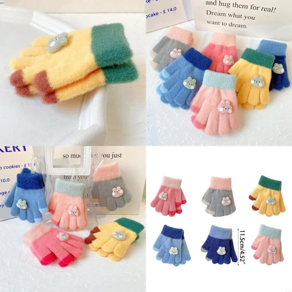 

A5YC 0-3Years Baby Hand Gloves Thicken Mittens for Kids Cartoon Gloves Boys Girls Winter Thick Warmer Knitted Mittens