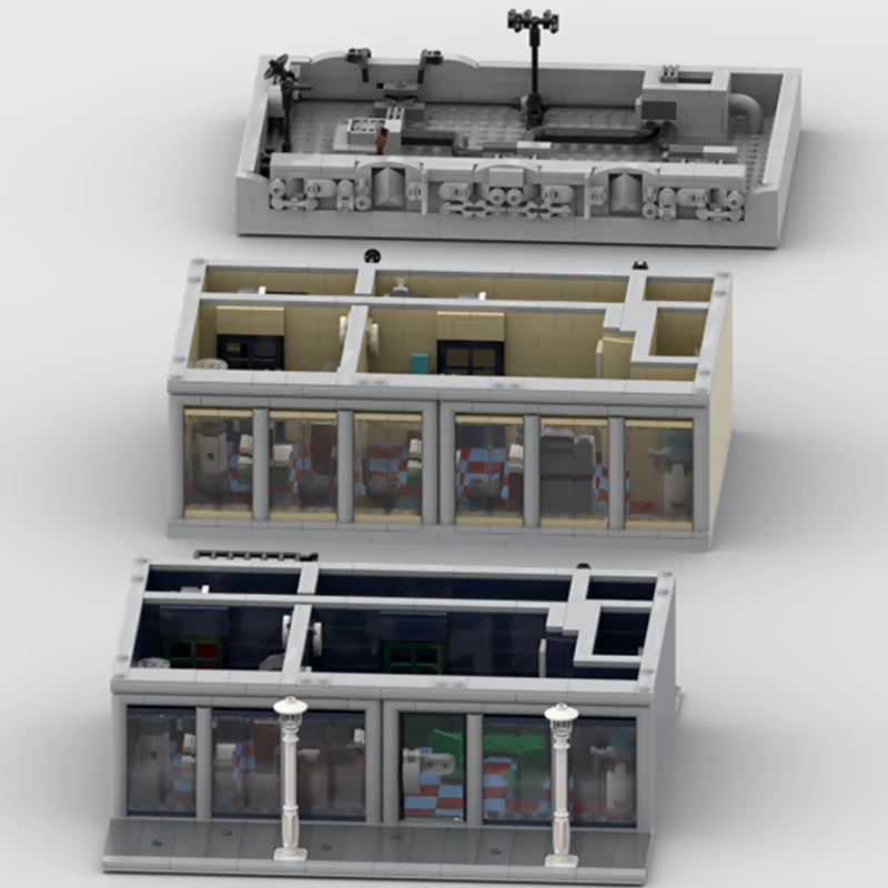 مدينة شارع عرض نموذج MOC قوالب بناء الطوابق بناء المكاتب وحدات التكنولوجيا الأطفال هدايا العيد تجميع لعبة البدلة