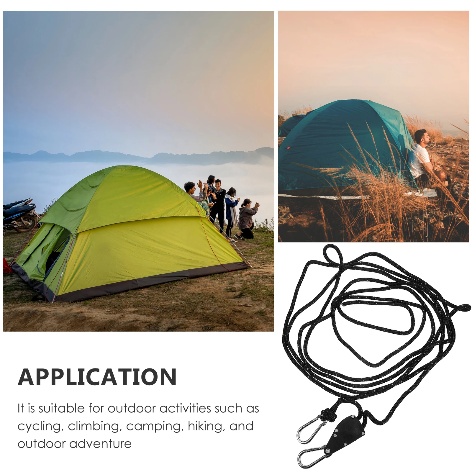 

6mmx5m Black Single Tent Ropes Buckles Wind Proof Canopy Camping Rope Nylon Outdoor Repair Kit Pole Elastic Tie Down