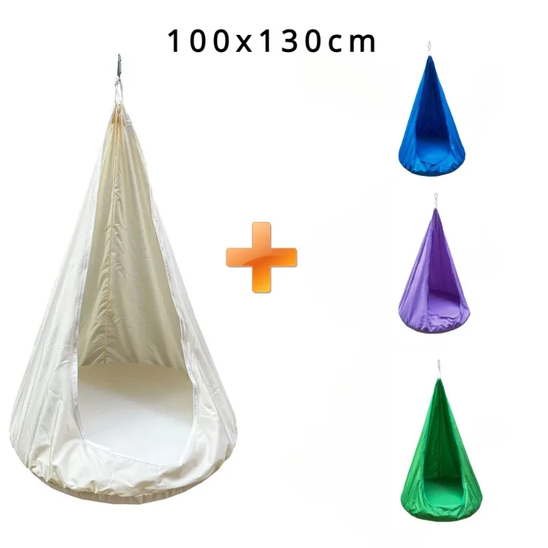 New Children's Hammock Hanging Chair 130x100cm Indoor Outdoor Kids Inflatable Swings with PVC Inflatable Cushion Portable Swings