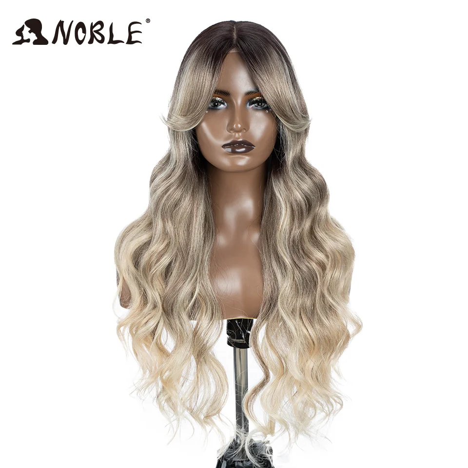 Noble Water Wave, synthetische Perücke mit Spitze vorne, 28 Zoll, braune Perücke, Perücke mit Spitze vorne, Ombré-Blond, Cosplay-Perücken für Damen, Perücke mit Spitze vorne. – Detail 12
