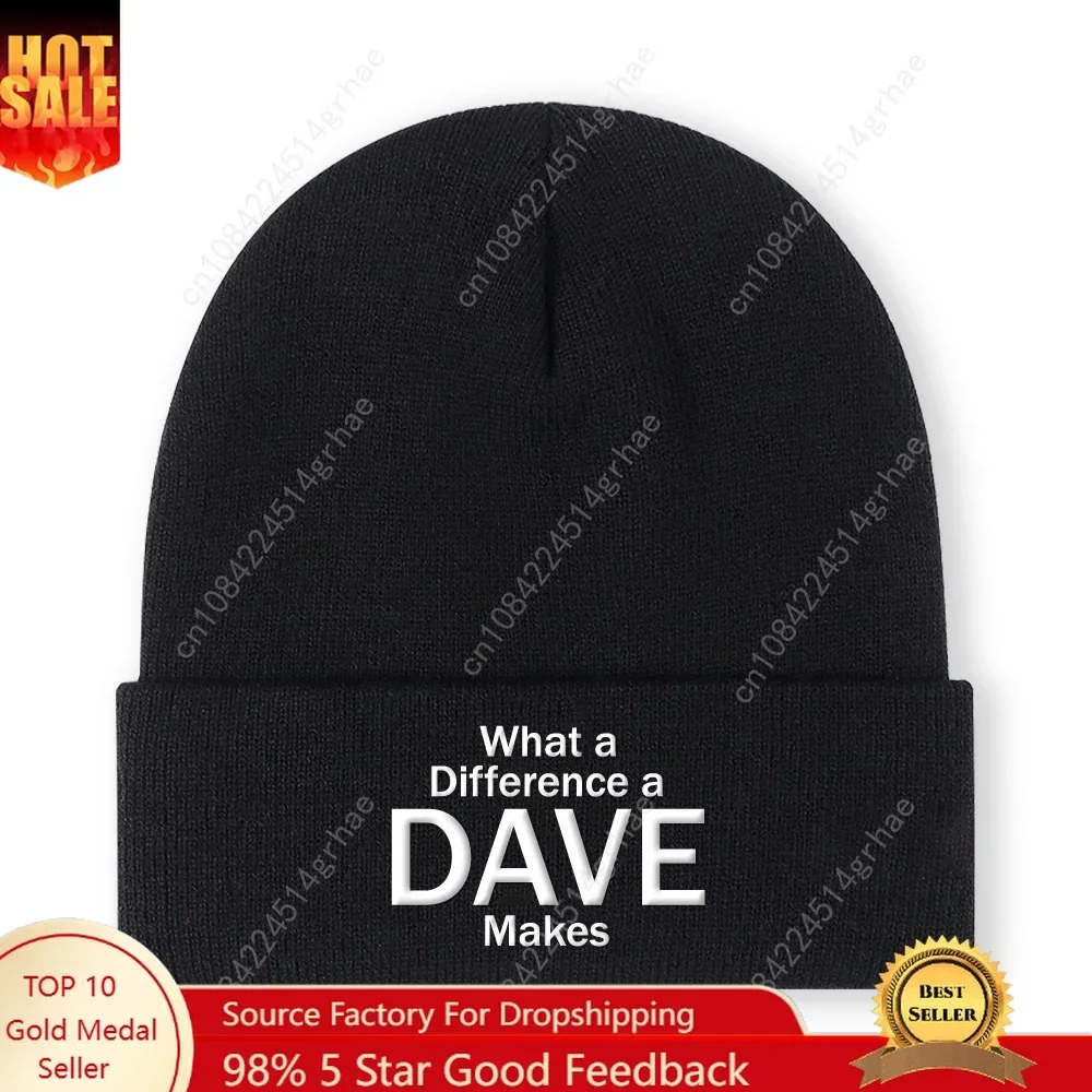 

1pc'I'M DAVE ' Embroidered Beanie Soft Stretchy Lightweight Winter Hat for Men & Women, Outdoor Hip Hop Fashion