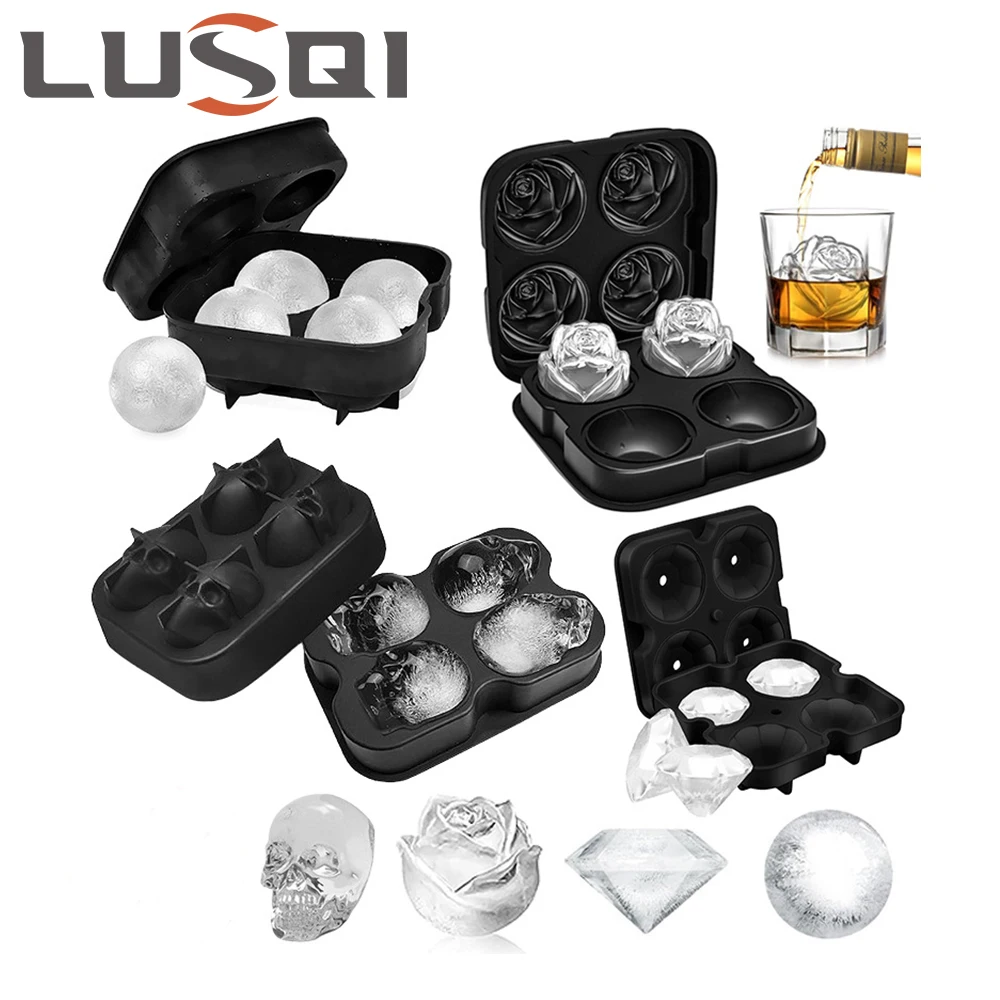 

LUSQI Ice Cube Tray Food Grade Silicone For Whiskey Silicone Ice Ball Mold BPA-Free