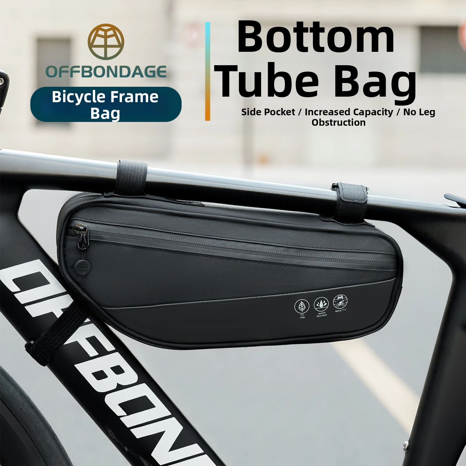 OFFBONDAGE Fahrradtasche 2,1 l Fahrrad-Oberrohrtasche, wasserdicht, reflektierend, Radfahren, Vorderrahmentasche, Reittasche, MTB, Rennrad, Zubehör