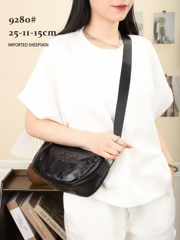 

Fashion Women's Handbag Elegant Lady Shoulder Messenger Bags Genuine Sheepskin Solid Color Messenger Single-Shoulder Bag ﻿
