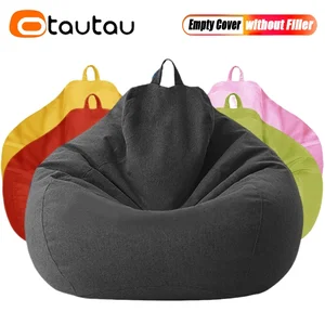 OtautauビッグコットンリネンビーンバッグカバーフィラーコーナーシートレイジービーンバッグチェアPOUFサロンオットマンパフラウンジャーSAC DD002 8ベストセールスビーンバッグカバー-4