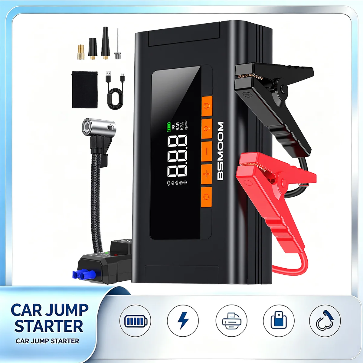 Jump Starter With Air Compressor - 4800A Peak Car Jump Starter 150