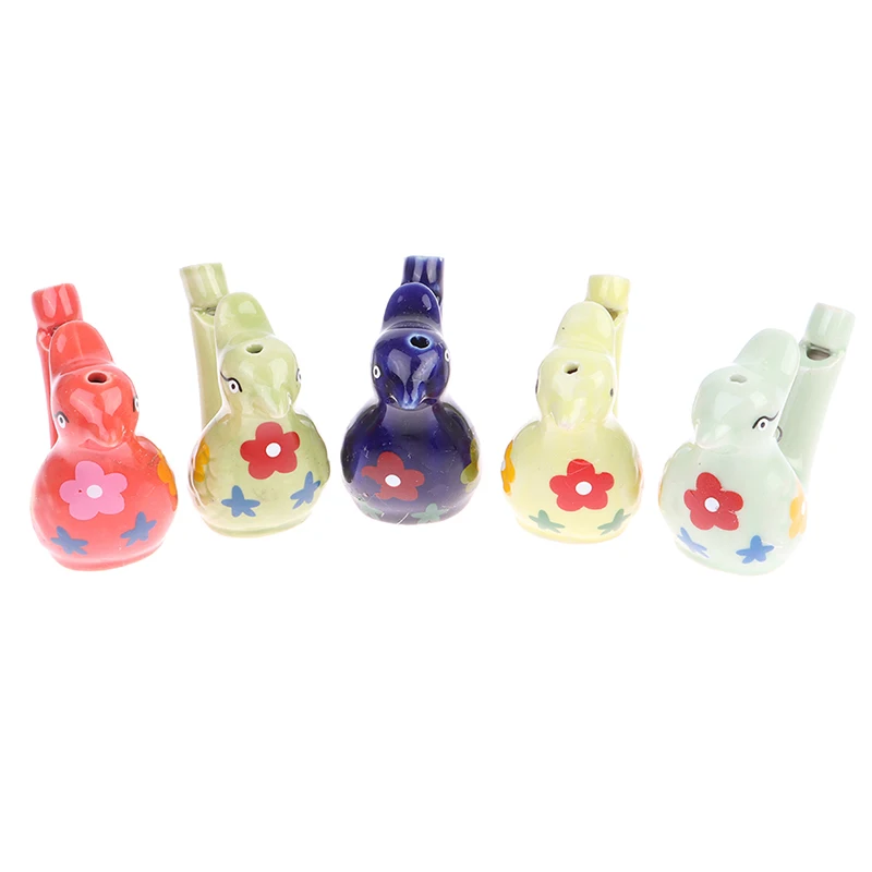 1Pc Coloured Drawing Ceramic Water Bird Whistle With Lanyard Bathtime Musical Toy For Kid Early Learning Educational Toy