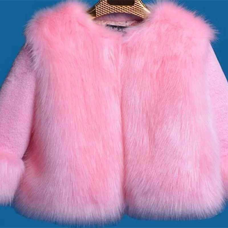 Girls Fur Coat Jacket Cotton Outwear Overcoat 2023 Fuzzy Warm Thicken Plus Velvet Winter Autumn Christmas Children\'s Clothing